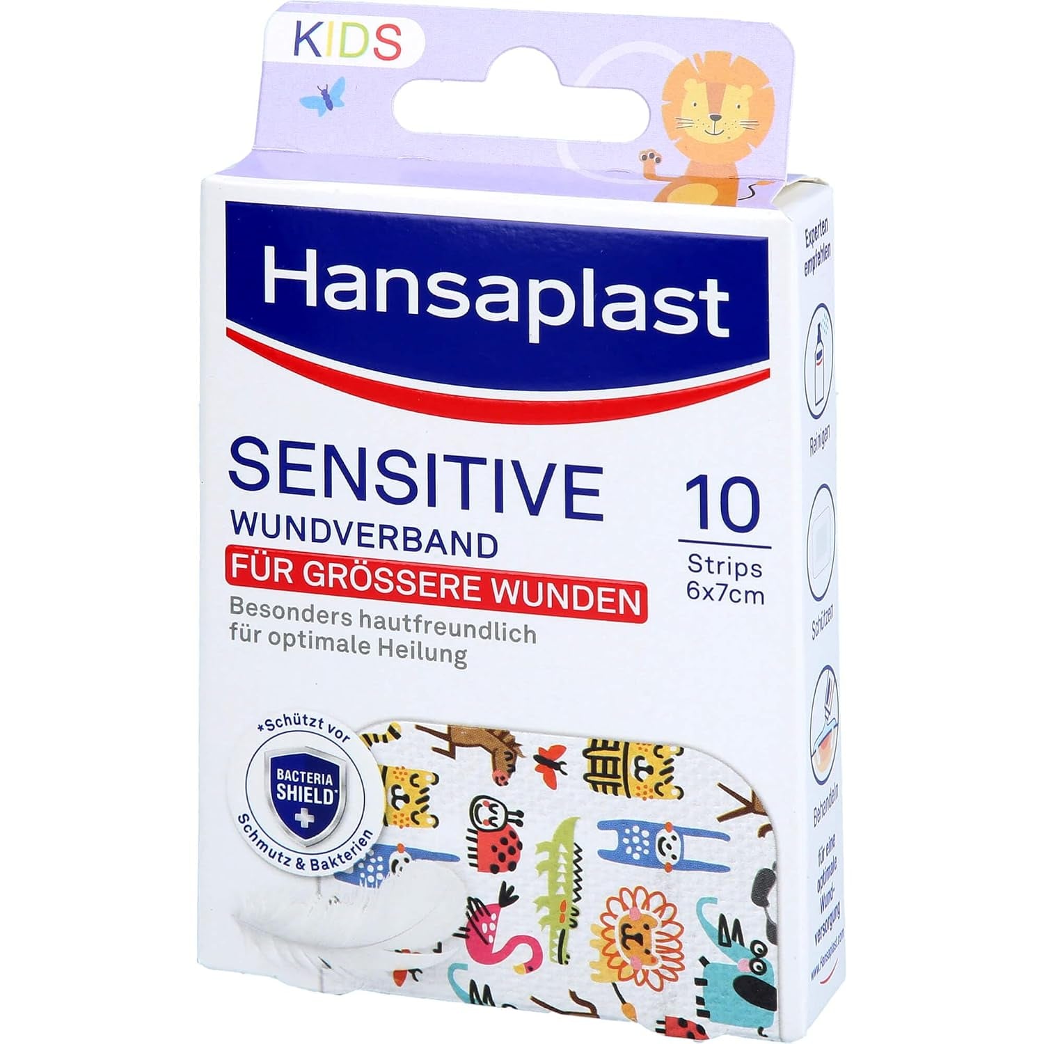 Hansaplast Sensitive Kids Wundverband (6 X 7 Cm), Besonders Hautfreundliche Wundpflaster Für Mittlere Bis Größere Oberflächliche Wunden, Schmerzlos Zu Entfernendes Kinderpflaster
