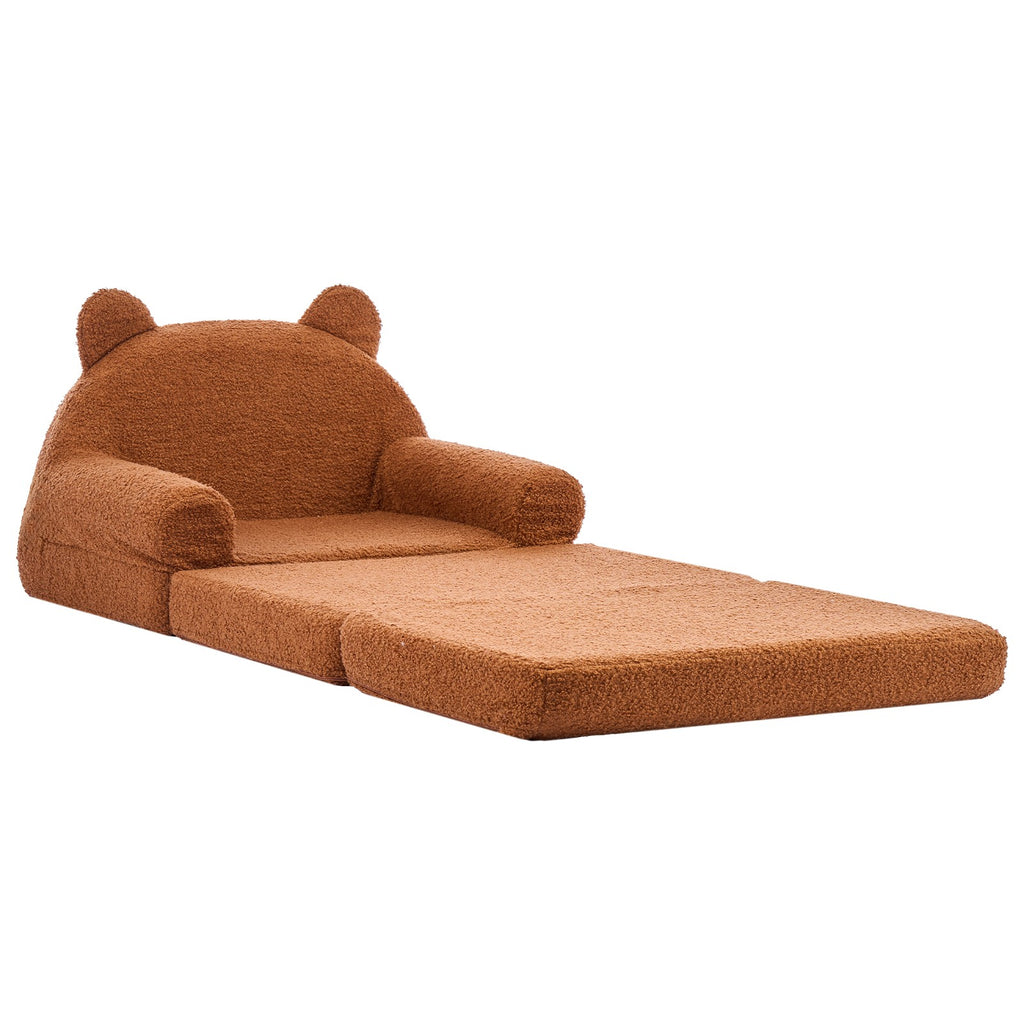Uimoso Kindersofa Und Sessel 2-In-1 Mit Armlehnen, Ausklappbar, Braun