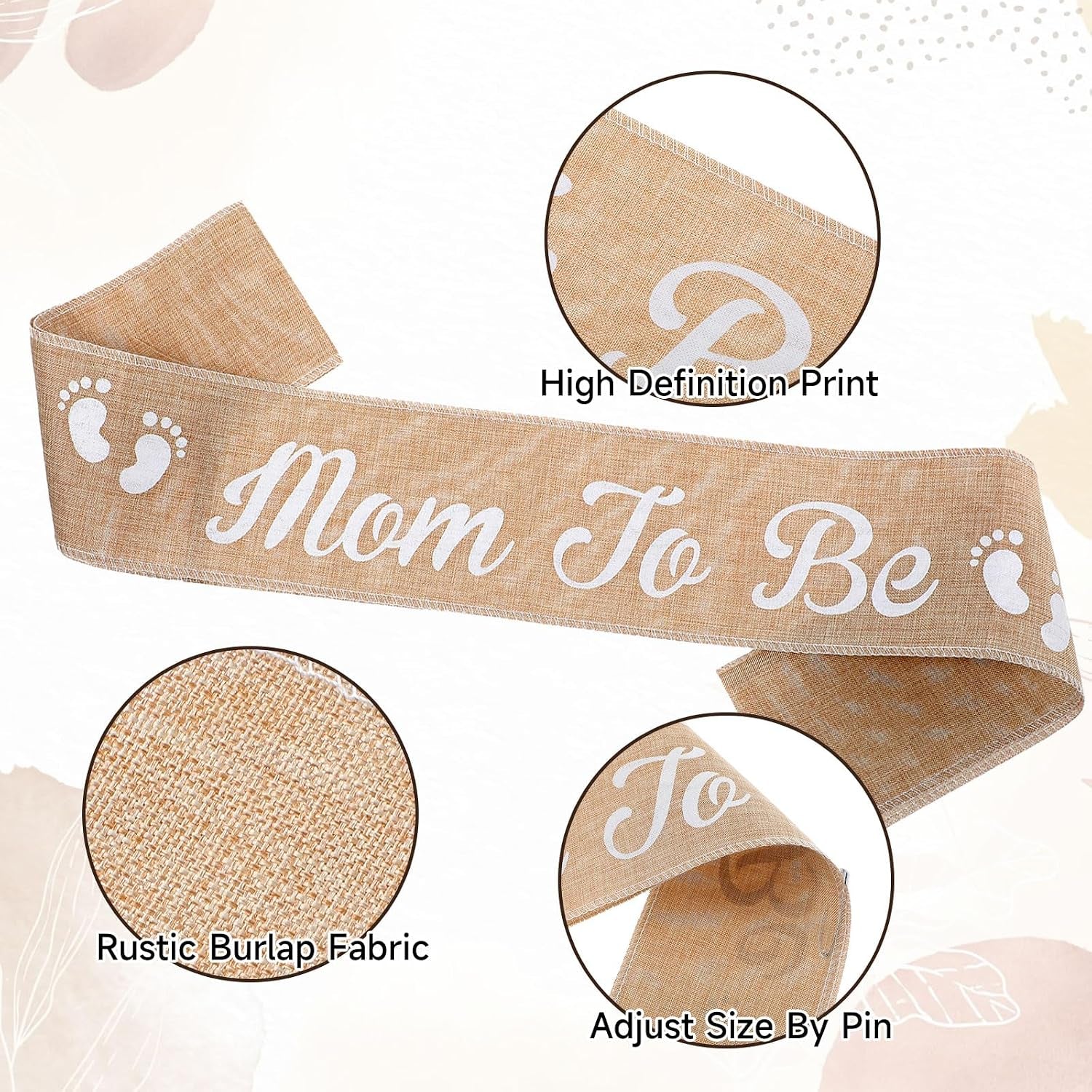 Mom to Be Schärpe Baby Shower Deko Set Mit Mom to Be Daddy to Be Abzeichen Baby Shower Schärpe Sackleinen Gürtel Für Mom to Be Anstecknadel Für Papa Babyparty Geschenk Party Dekoration