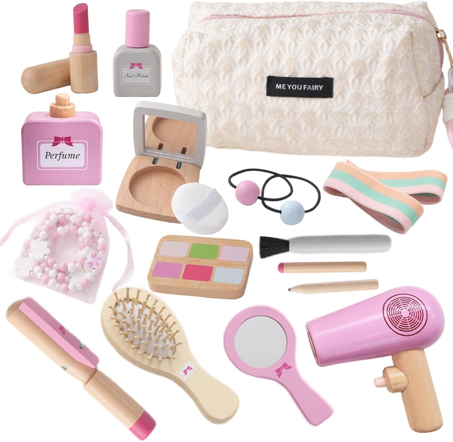 Holz Schminke Für Kinder Holzschminke Spielset Schminkkoffer Mädchen, 19PCS Make up Holzspielzeug Für Rollenspiele Ab 3, Weihnachten Geburtstag Geschenk Für Mädchen Ab 3 4 Jahre