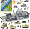 Deao Modellschiff-Flugzeugträger, Militär Flugzeug Spielzeug Set Für Kinder | Schlachtschiff Modell Mit Spielzeugsoldaten, Hubschrauber, Militärflugzeuge, Panzer, Kampfschiff Spielzeug Militärspielsachen