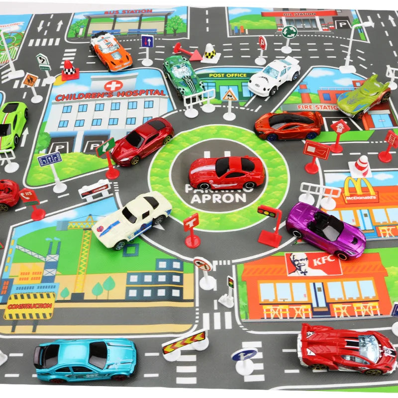 Road Mat Children Traffic Car Map Boy Girls Educational Toy Road Carpet Playmat for Baby Mats Cartoon City Rug Kids Toys Games