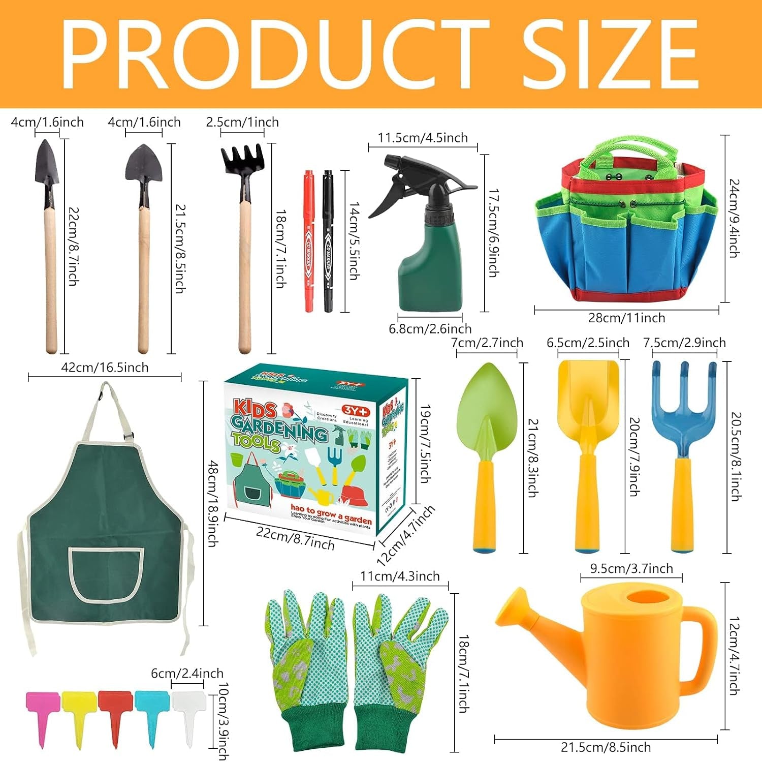 23 Stück Gartenwerkzeug Kinder, Gartengeräte Gartenspielzeug Kinder, Gartenset Kinder, Gartenwerkzeug Klein, Gartenspielzeug Kinder Mit Schaufel Gießkanne Gartenhandschuhe