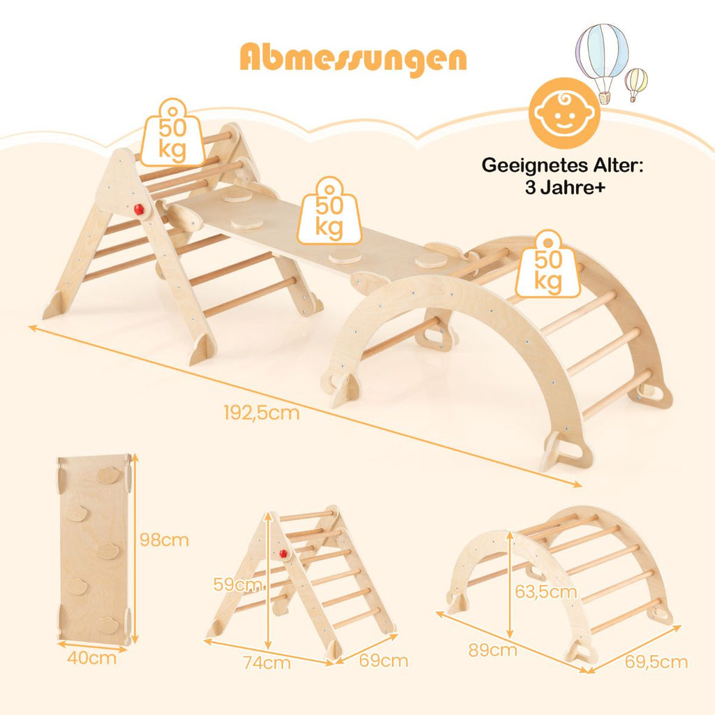 Kletterdreieck Mit Rutsche & Kletterbogen Klettergerüst Inkl. Doppelseitige Rampe