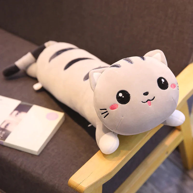 130Cm Cute Soft Long Cat Pillow Plush Toys Stuffed Pause Office Nap Pillow Bed Sleep Pillow Home Decor Gift Doll for Kids Girl